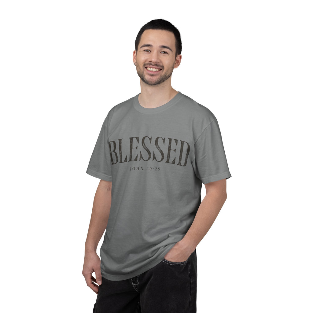 Blessed Christian T-Shirt — 'BLESSED' with John 20:25 Scripture Tee