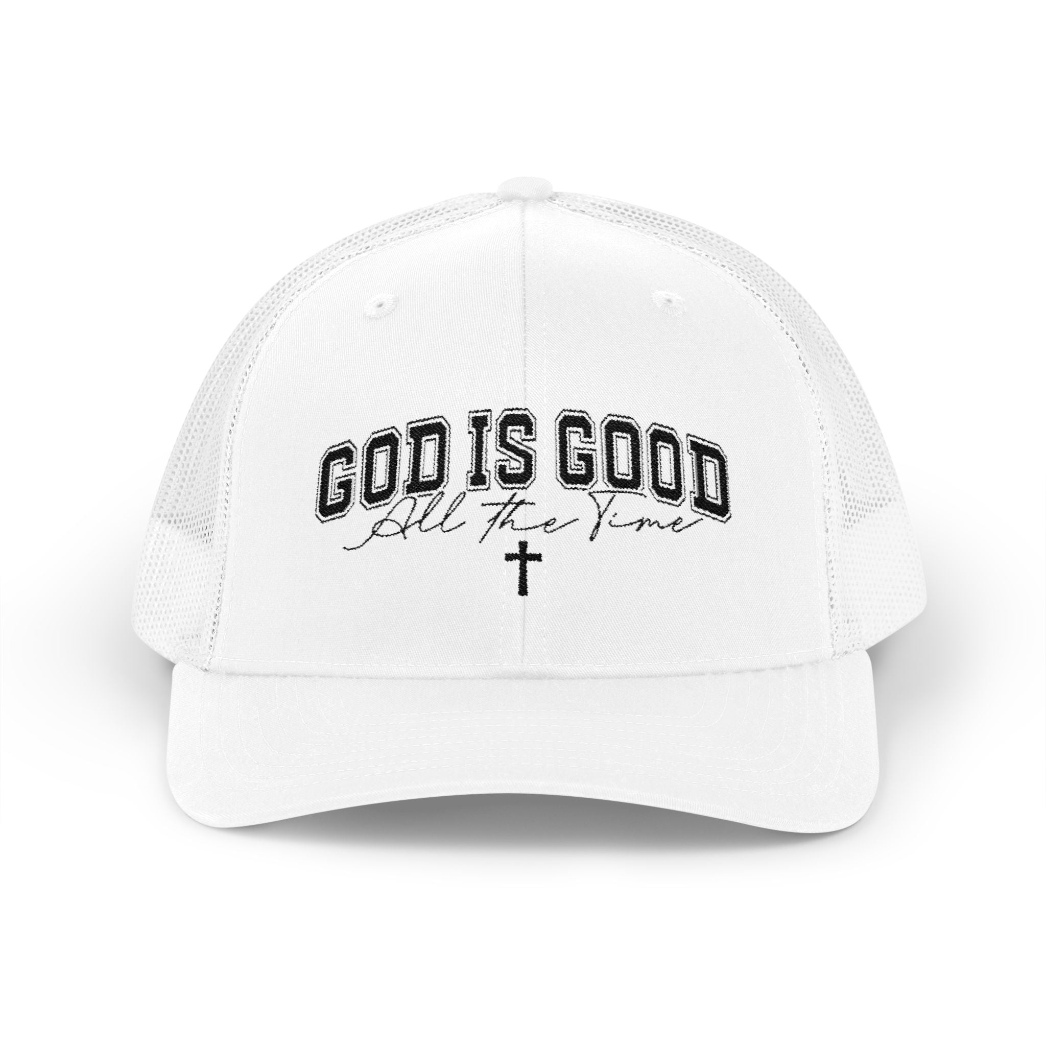 God Is Good Trucker Cap – Faith-Based Snapback Hat with Cross