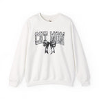 Cat Mom Crewneck Sweatshirt — Floral Lettering with Bow