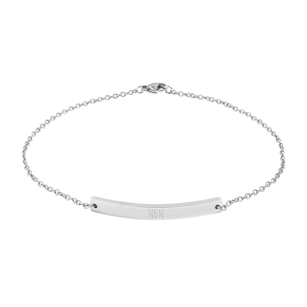 Custom Engravable Curved Bar Anklet — Personalized Minimalist Rose Gold or Black
