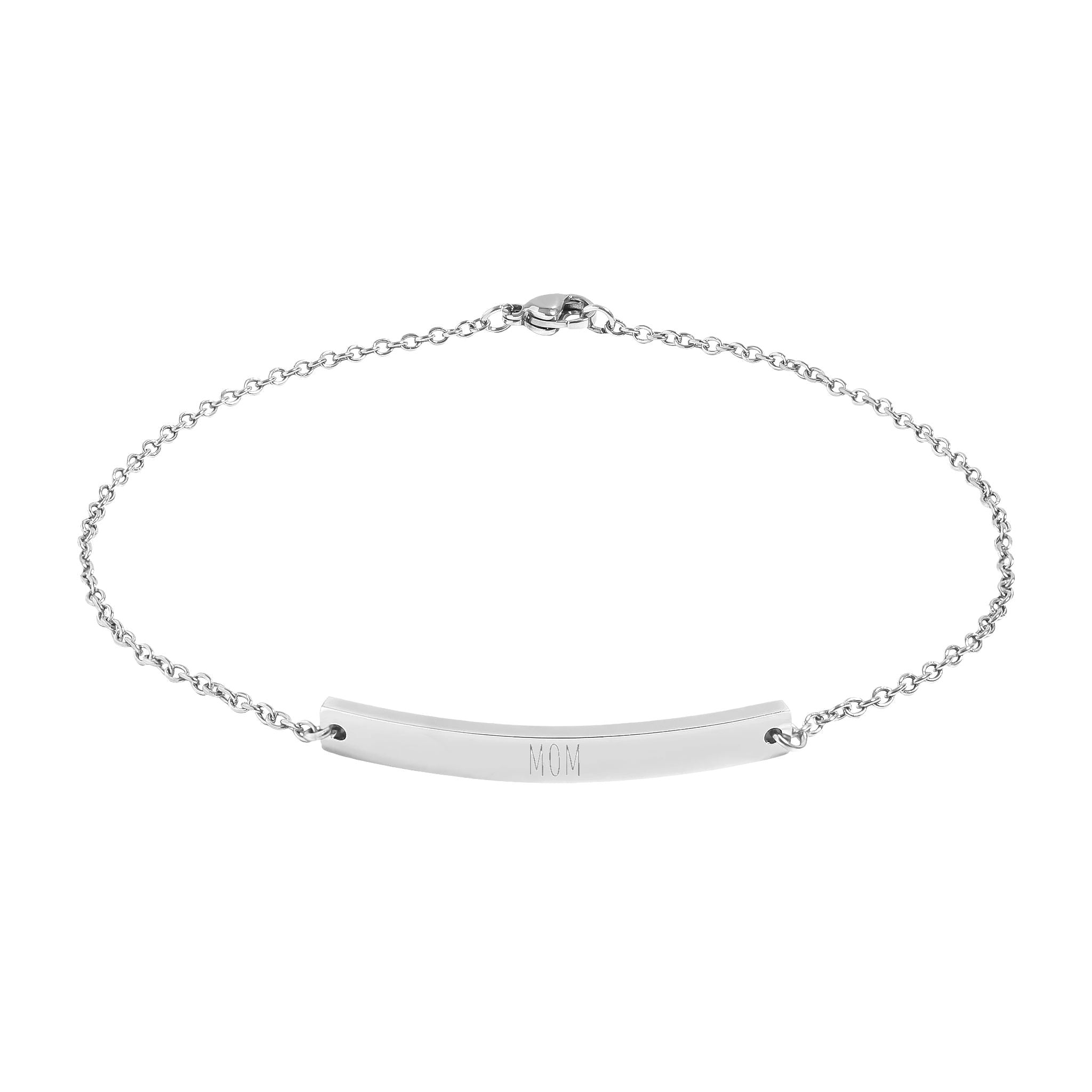 Custom Engravable Curved Bar Anklet — Personalized Minimalist Rose Gold or Black