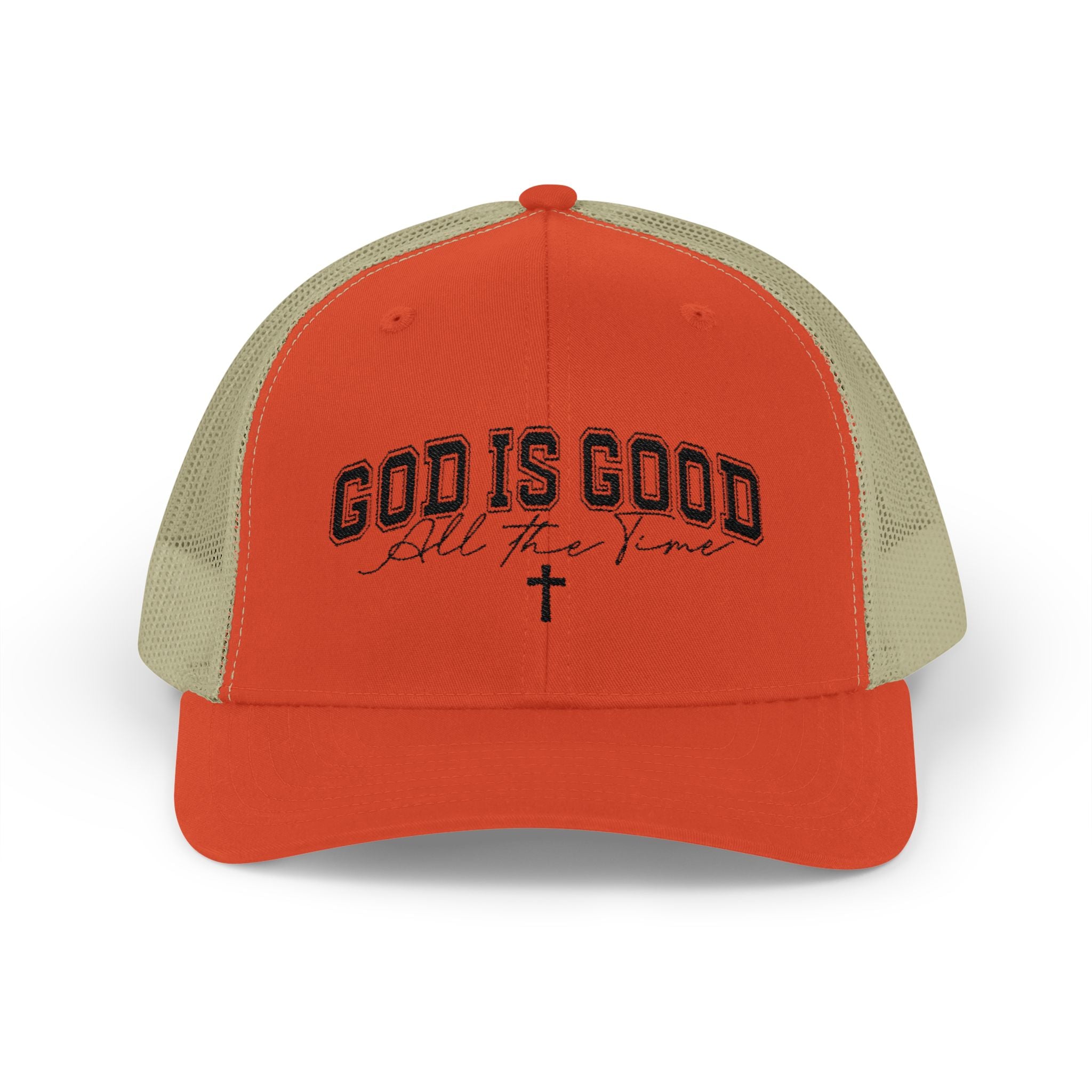 God Is Good Trucker Cap – Faith-Based Snapback Hat with Cross