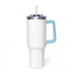 Custom 40oz Vacuum Tumbler – White Tumbler with colorful handle