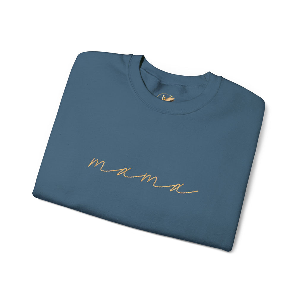 Mama Embroidery Crewneck Sweatshirt — Minimal Rose Gold Script