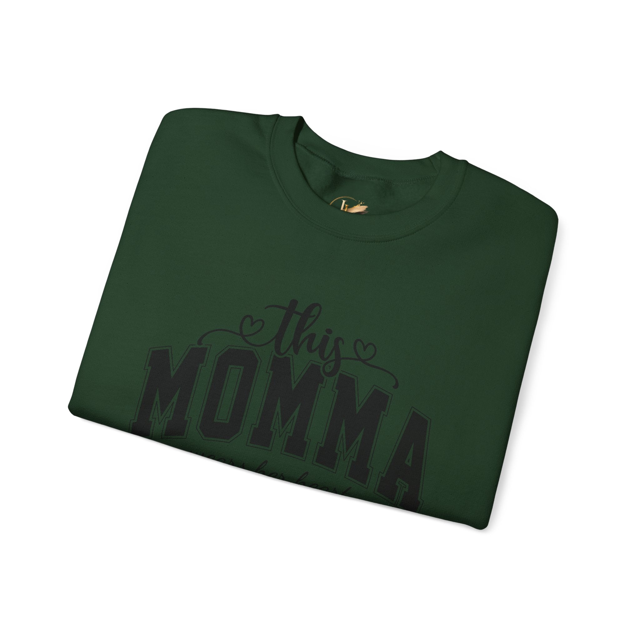 Customized Momma, Gigi, Grammy, Grandma, Mama, Mom, or Nana  Crewneck Sweatshirt – “This ….. Wears Her Heart on Her Sleeve” Cozy Pullover