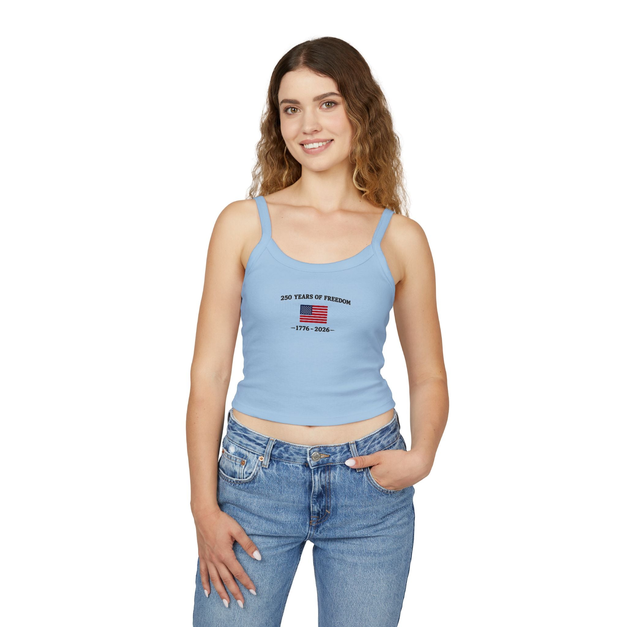 200 Years of Freedom Tank Top — 1776–1976 Patriotic Cropped Spaghetti Strap