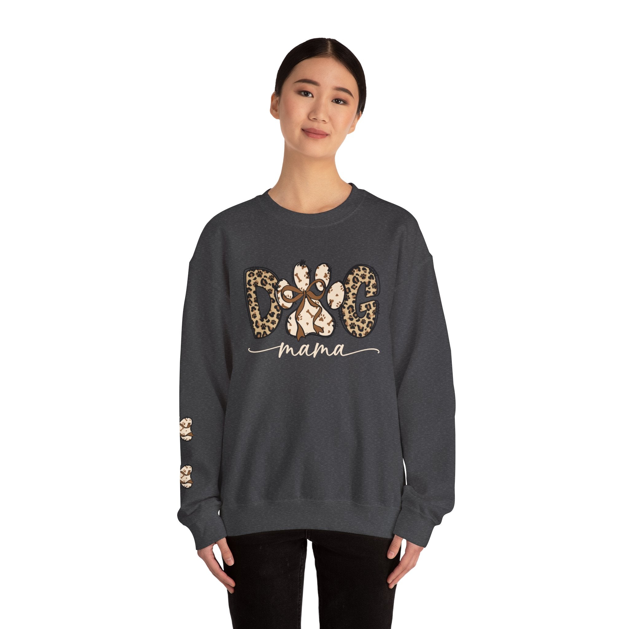 Dog Mama Leopard Print Crewneck Sweatshirt