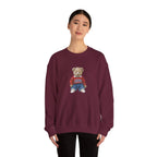 Crewneck Sweatshirt — Teddy Bear Wearing 'Jesus' Sweater Christian Graphic