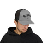 God Is Good Trucker Cap – Faith-Based Snapback Hat with Cross