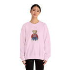 Crewneck Sweatshirt — Teddy Bear Wearing 'Jesus' Sweater Christian Graphic