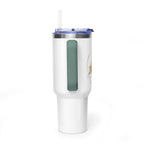 Custom 40oz Vacuum Tumbler – White Tumbler with colorful handle