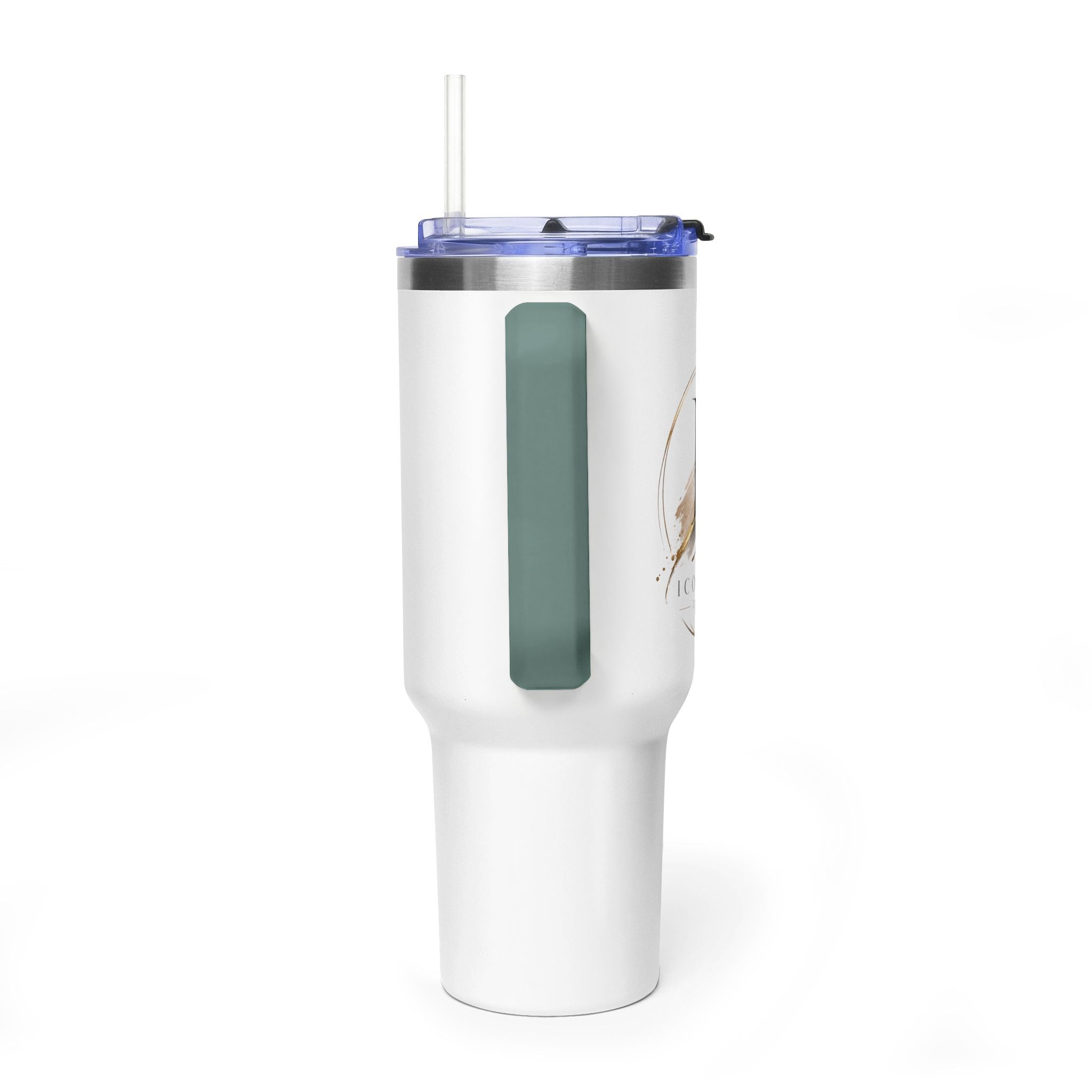 Custom 40oz Vacuum Tumbler – White Tumbler with colorful handle