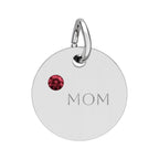 Custom Engraved Birthstone Circle Charm