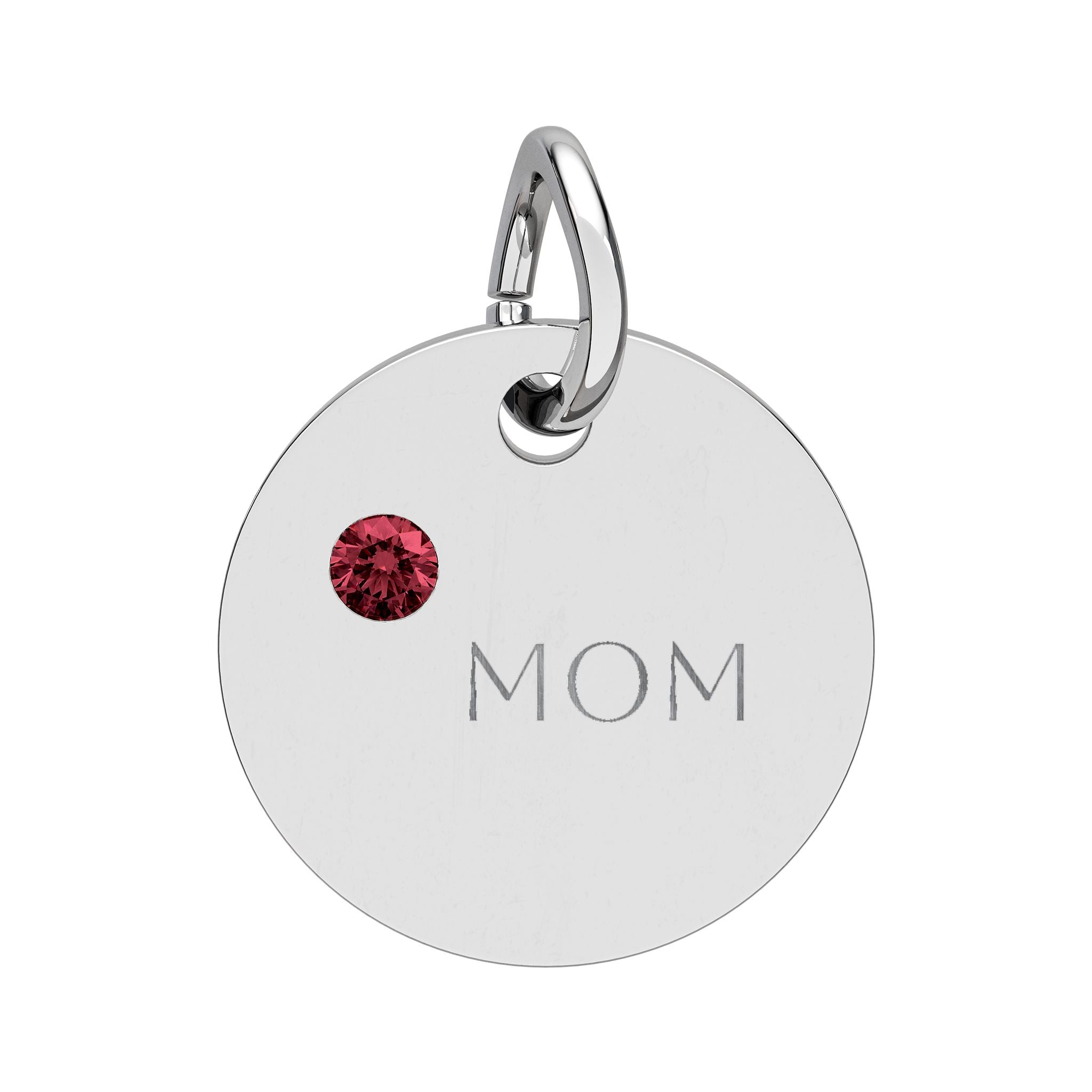 Custom Engraved Birthstone Circle Charm