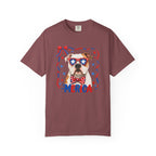 T-Shirt | 'Merica Patriotic Dog Graphic Tee – American Flag Sunglasses & Bow Tie