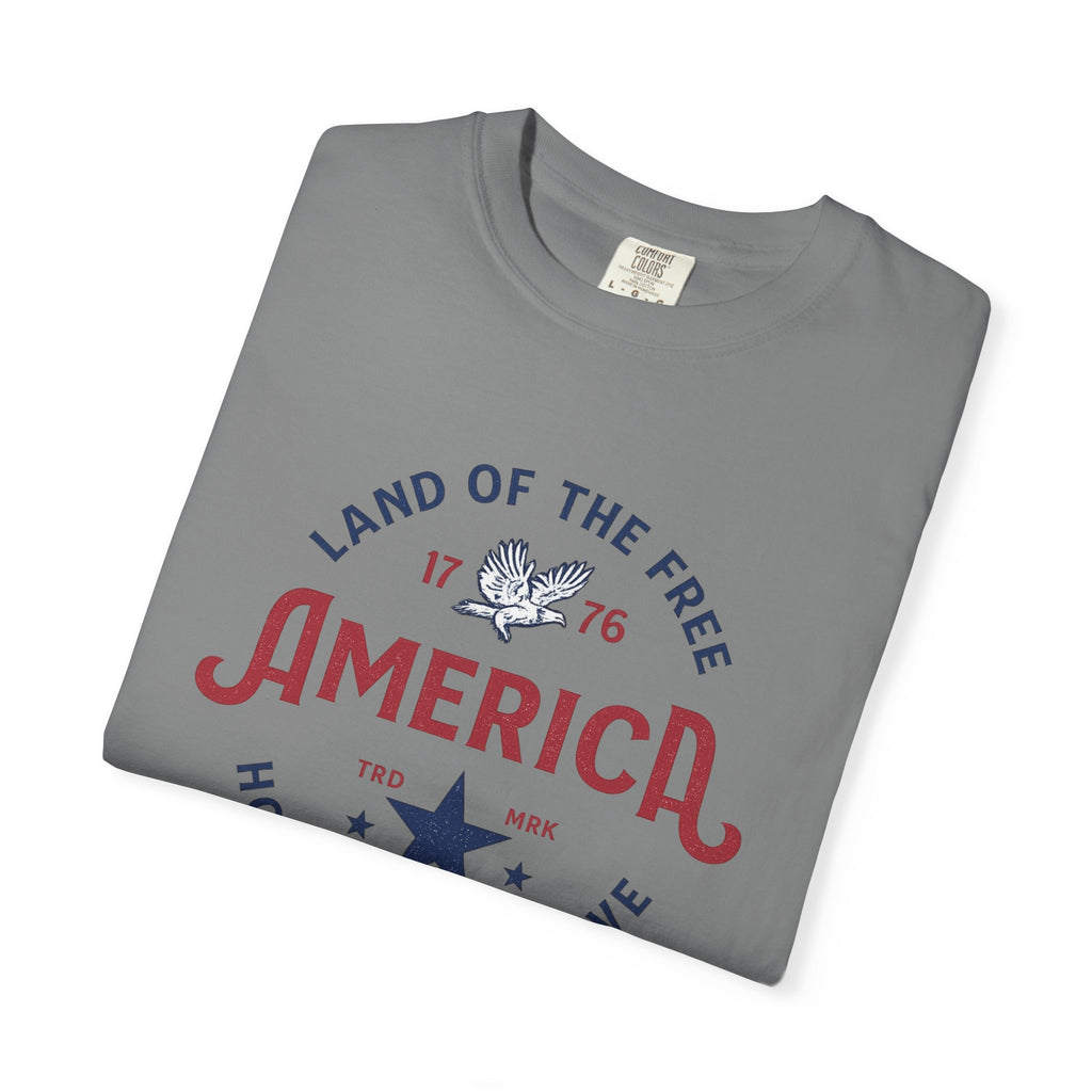 America Land of the Free Graphic T-Shirt — Patriotic 1776 Home of the Brave Tee