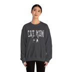Cat Mom Crewneck Sweatshirt — Floral Lettering with Bow