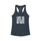 "Life is better with my boys" Mom, Women's Ideal Racerback Tank