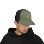 God Script Trucker Cap — Gold Sparkle Faith Snapback