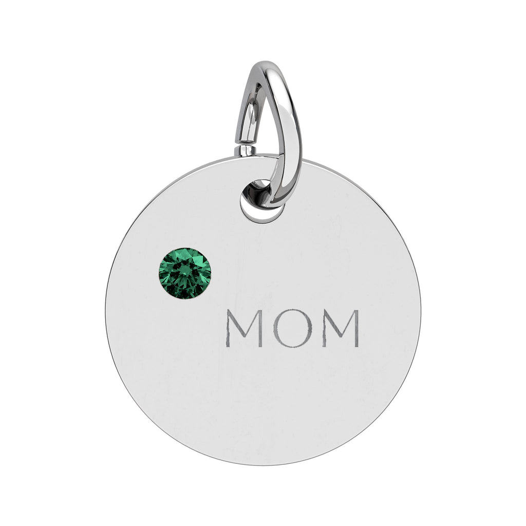 Custom Engraved Birthstone Circle Charm