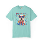 T-Shirt | 'Merica Patriotic Dog Graphic Tee – American Flag Sunglasses & Bow Tie