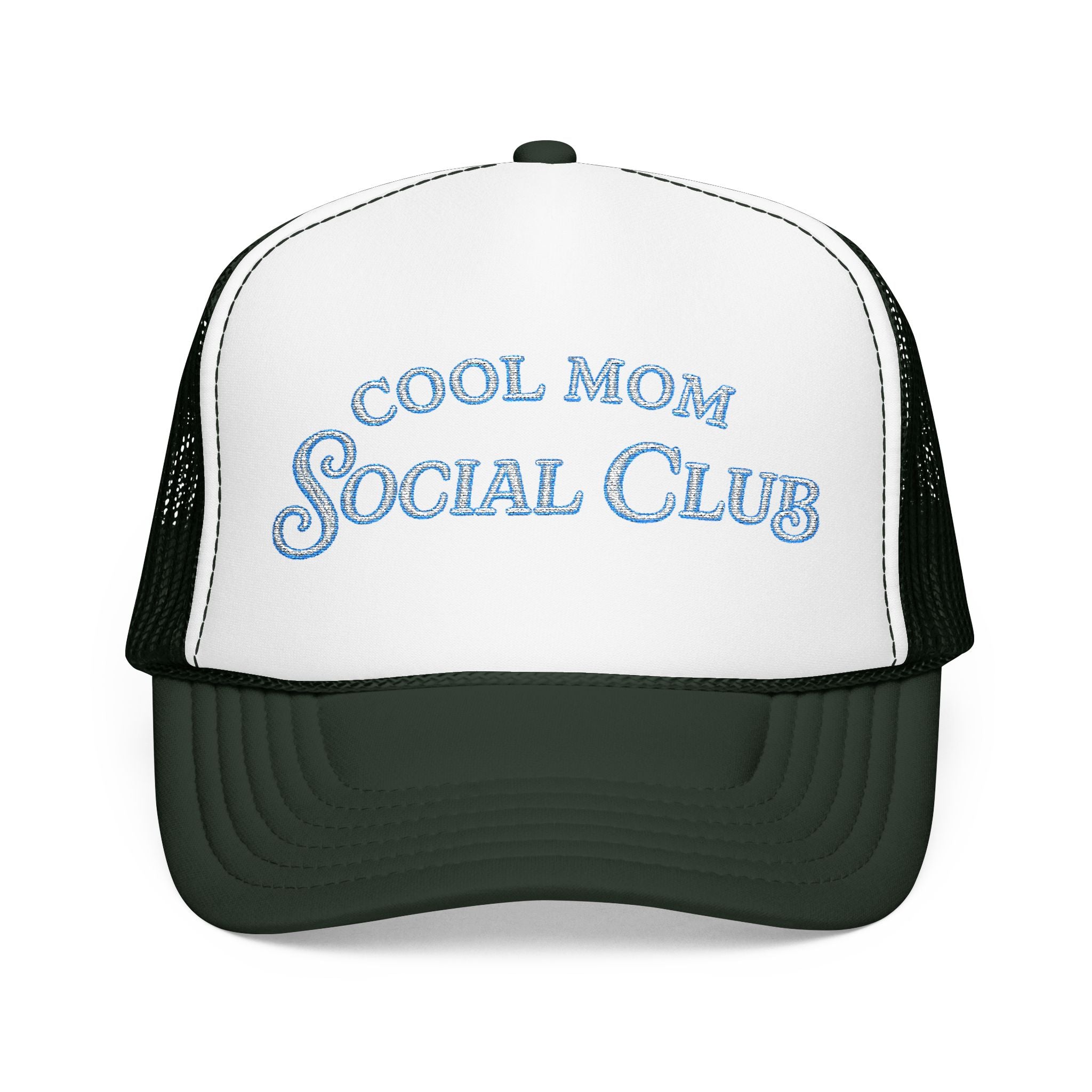 Cool Mom Social Club Trucker Hat — Embroidered Foam Mesh Cap for Stylish Moms