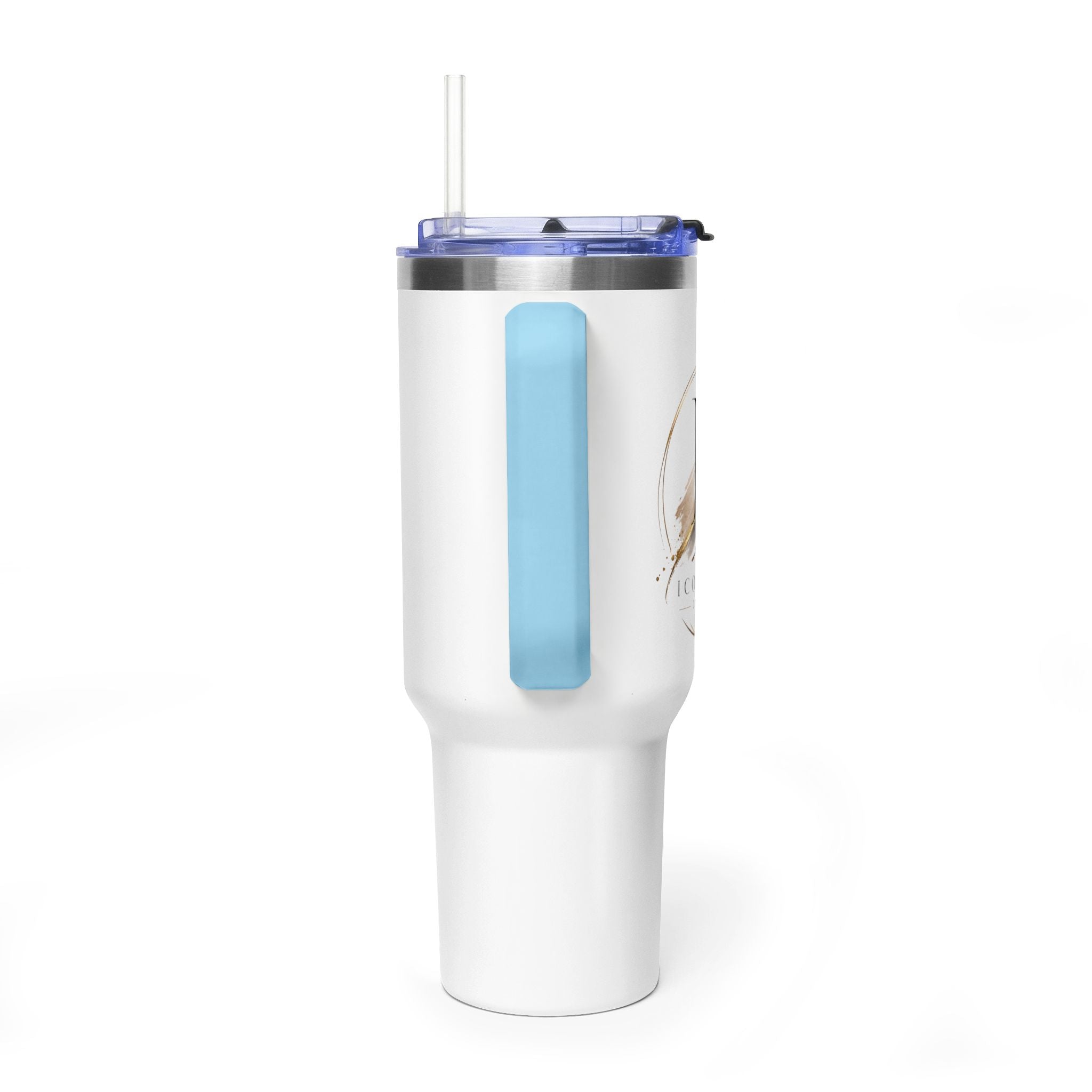 Custom 40oz Vacuum Tumbler – White Tumbler with colorful handle