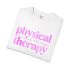 Physical Therapy T-Shirt — Pink Text Rehab Tee for Physical Therapists & Students