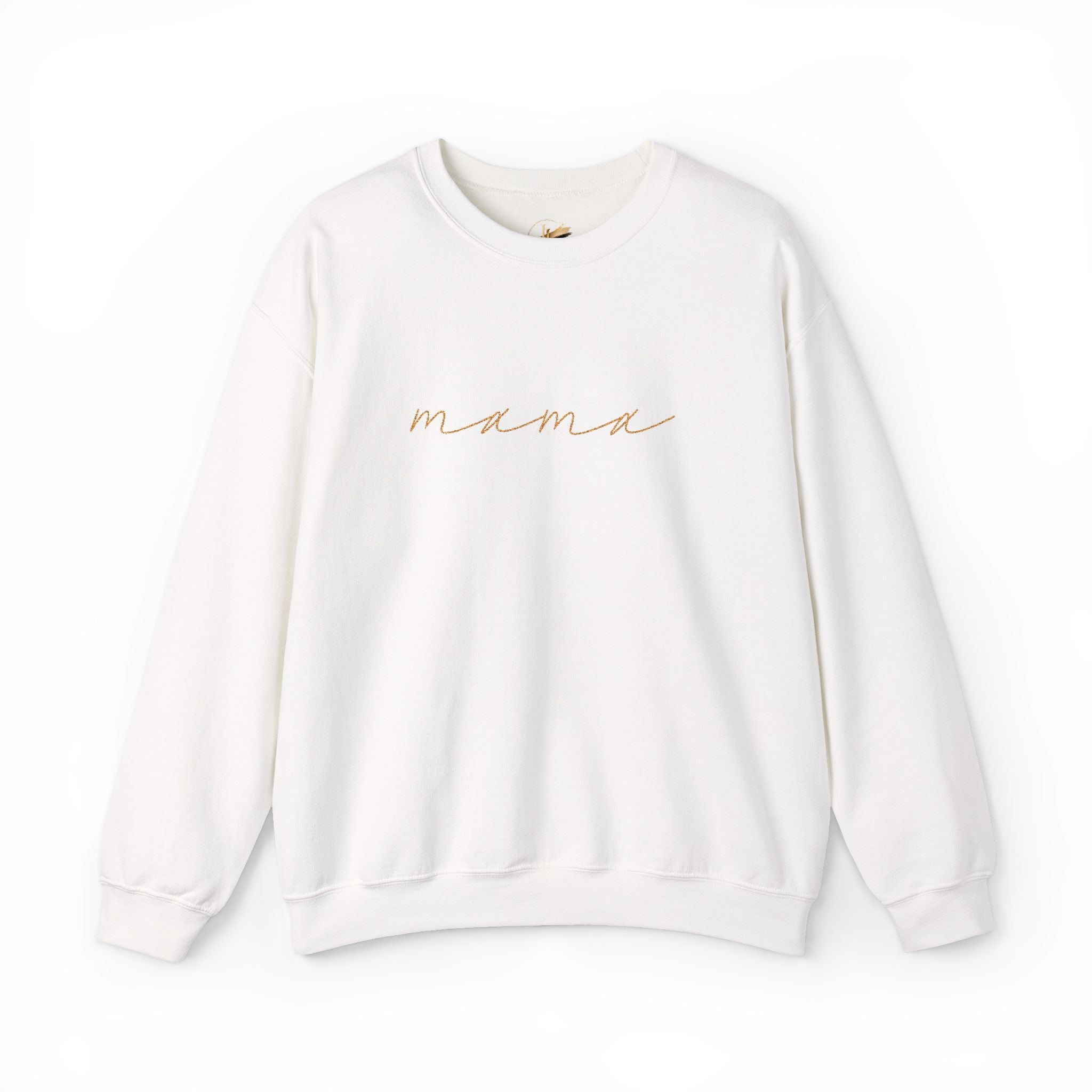 Mama Embroidery Crewneck Sweatshirt — Minimal Rose Gold Script