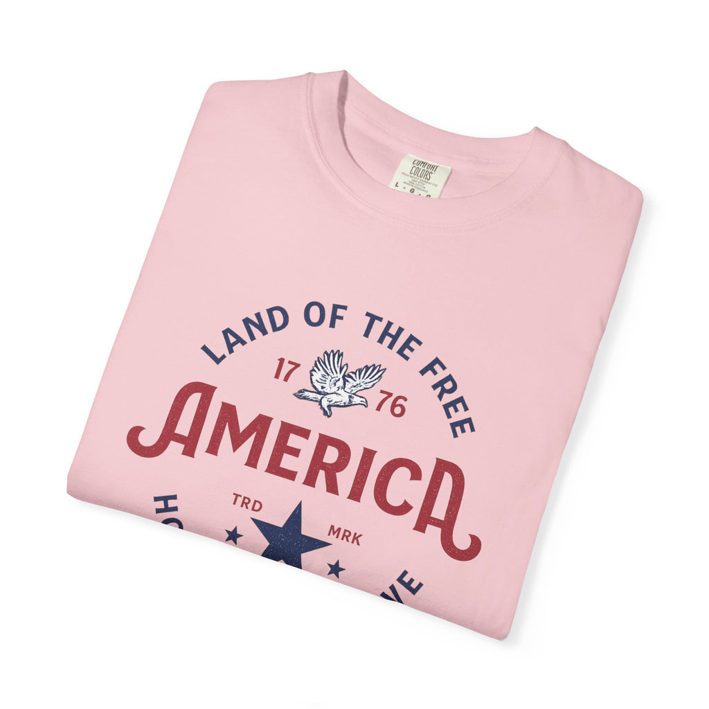 America Land of the Free Graphic T-Shirt — Patriotic 1776 Home of the Brave Tee