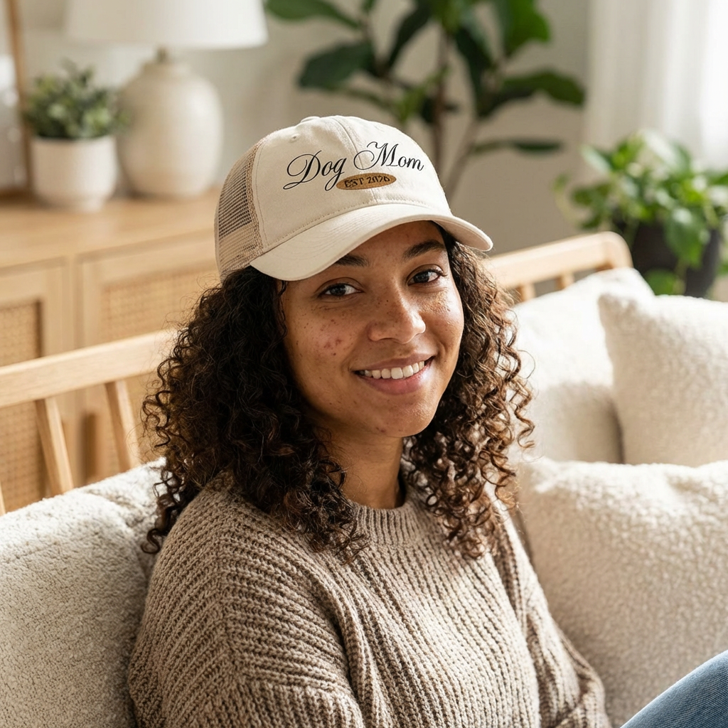 Dog Mom Women's Washed Mesh-Back Cap