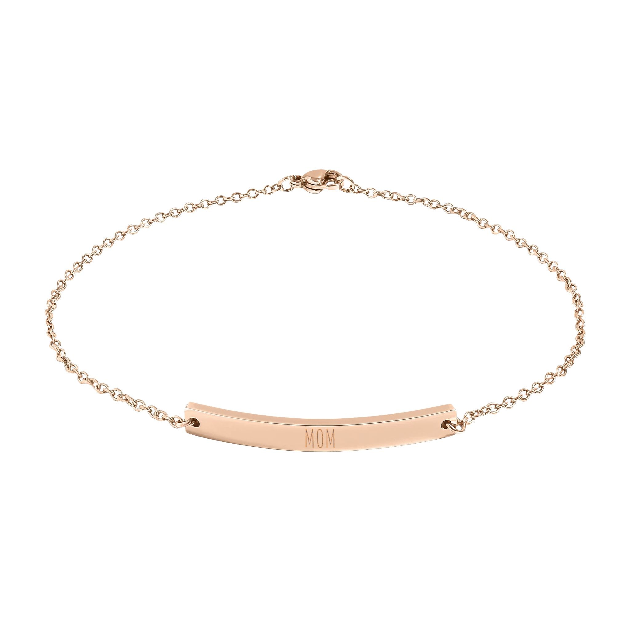 Custom Engravable Curved Bar Anklet — Personalized Minimalist Rose Gold or Black