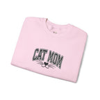 Cat Mom Crewneck Sweatshirt — Vintage Script Cat Face Graphic