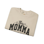 Customized Momma, Gigi, Grammy, Grandma, Mama, Mom, or Nana  Crewneck Sweatshirt – “This ….. Wears Her Heart on Her Sleeve” Cozy Pullover