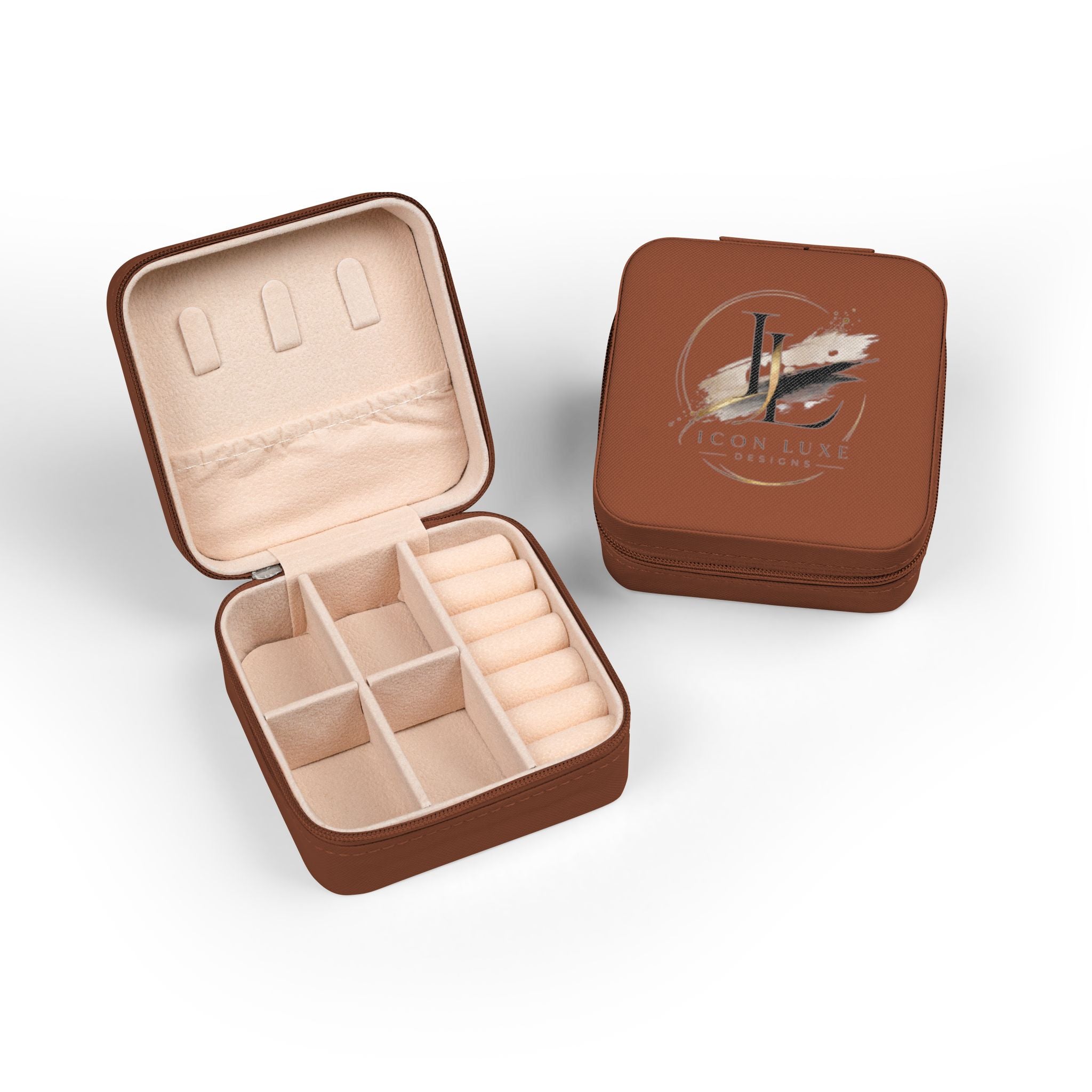 Custom Compact Jewelry Travel Case – Organizer with Ring & Earring Compartments