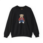 Crewneck Sweatshirt — Teddy Bear Wearing 'Jesus' Sweater Christian Graphic
