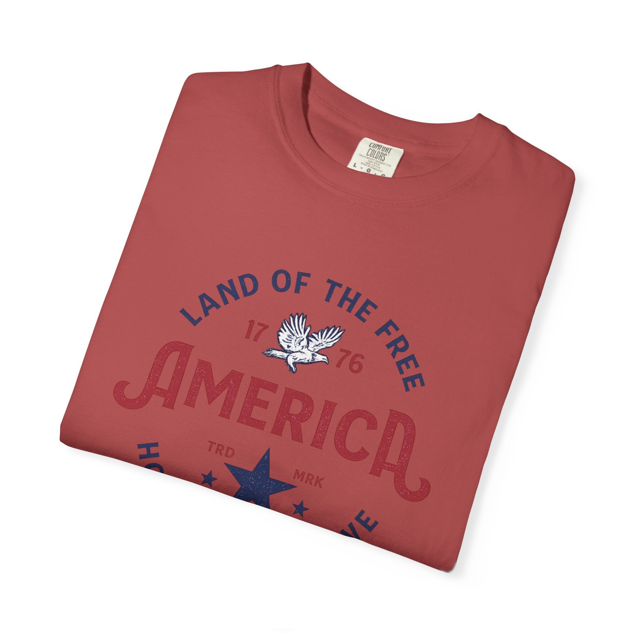 America Land of the Free Graphic T-Shirt — Patriotic 1776 Home of the Brave Tee