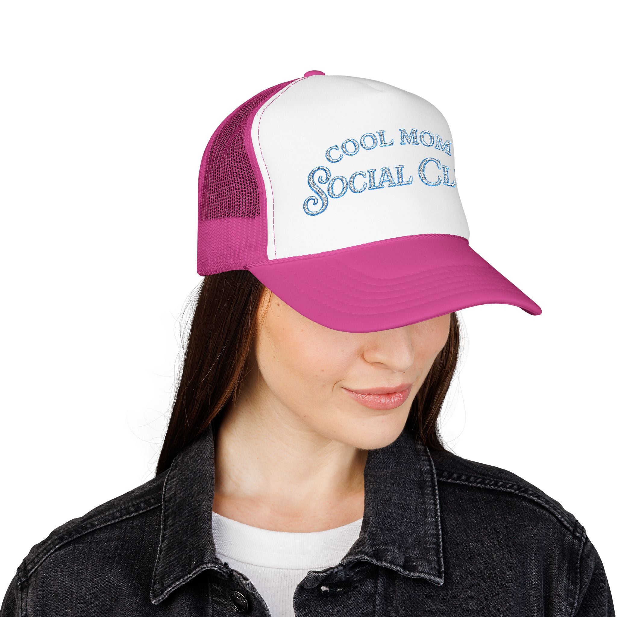 Cool Mom Social Club Trucker Hat — Embroidered Foam Mesh Cap for Stylish Moms
