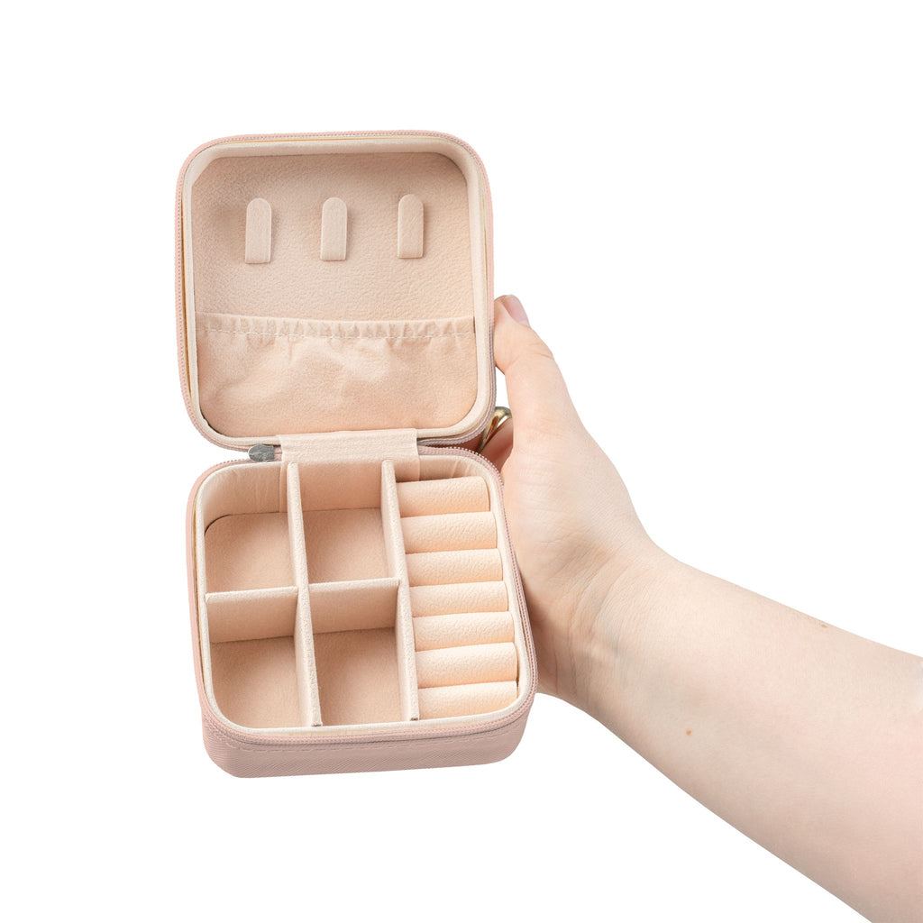Custom Compact Jewelry Travel Case – Organizer with Ring & Earring Compartments