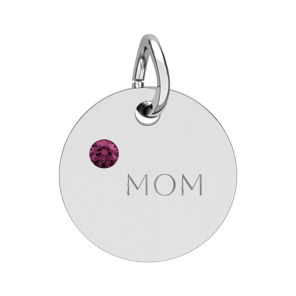 Custom Engraved Birthstone Circle Charm