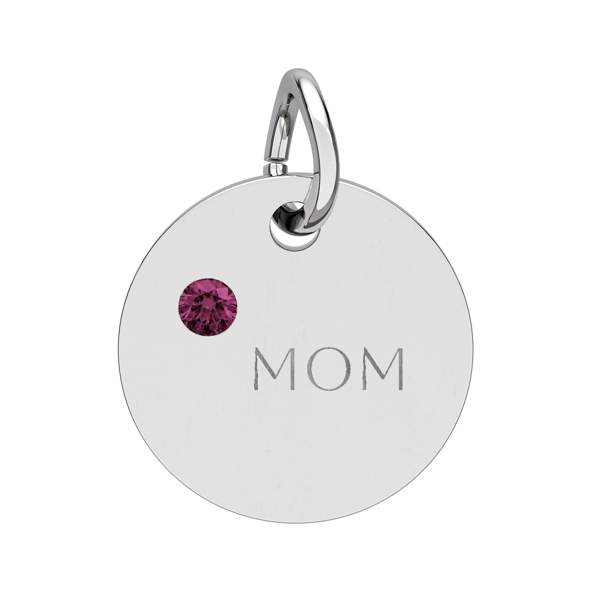 Custom Engraved Birthstone Circle Charm