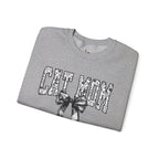 Cat Mom Crewneck Sweatshirt — Floral Lettering with Bow
