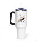 Custom 40oz Vacuum Tumbler – White Tumbler with colorful handle