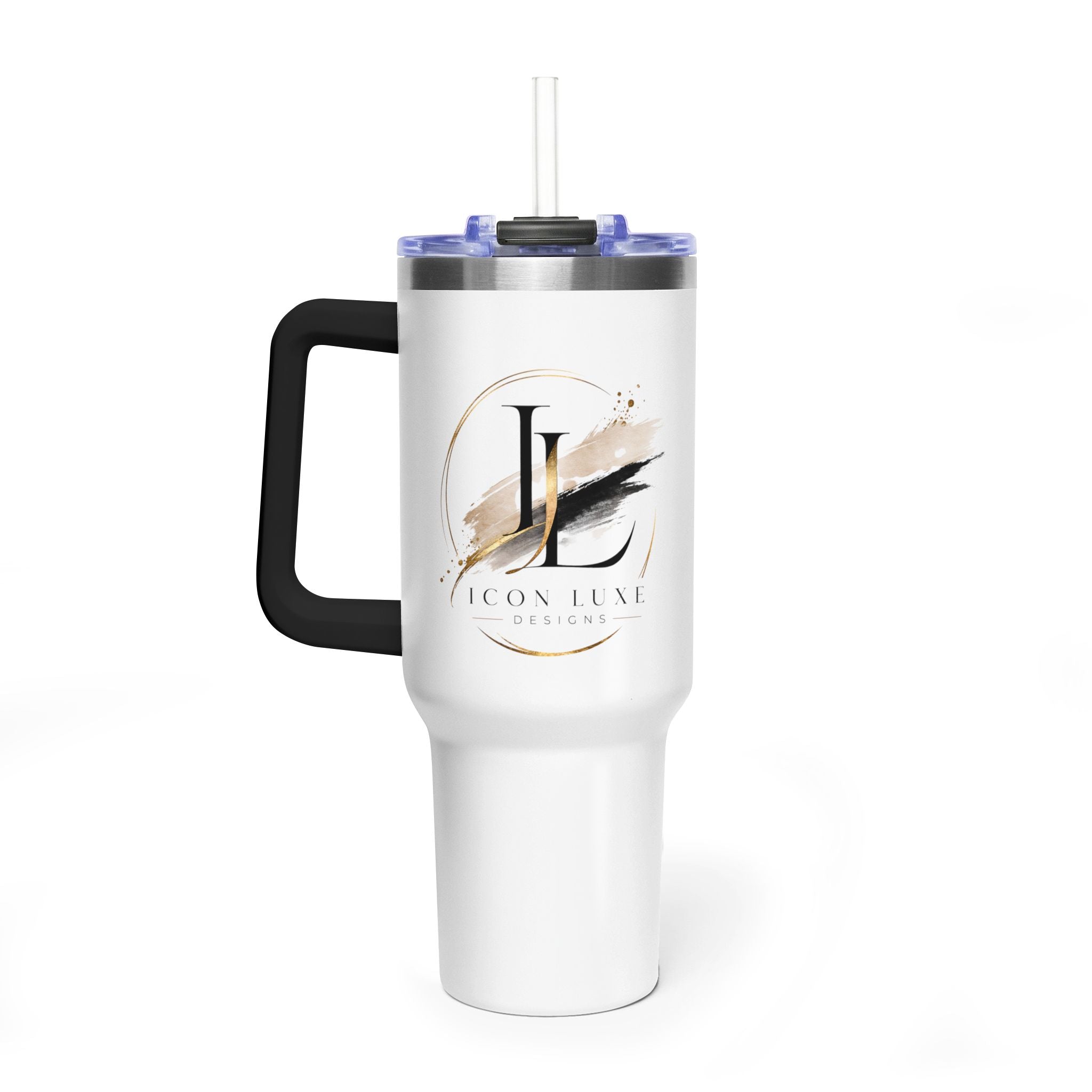 Custom 40oz Vacuum Tumbler – White Tumbler with colorful handle
