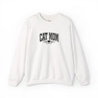 Cat Mom Crewneck Sweatshirt — Vintage Script Cat Face Graphic