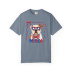 T-Shirt | 'Merica Patriotic Dog Graphic Tee – American Flag Sunglasses & Bow Tie