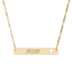 Custom Engravable Cutout Cross Bar Necklace — Personalized Jewelry
