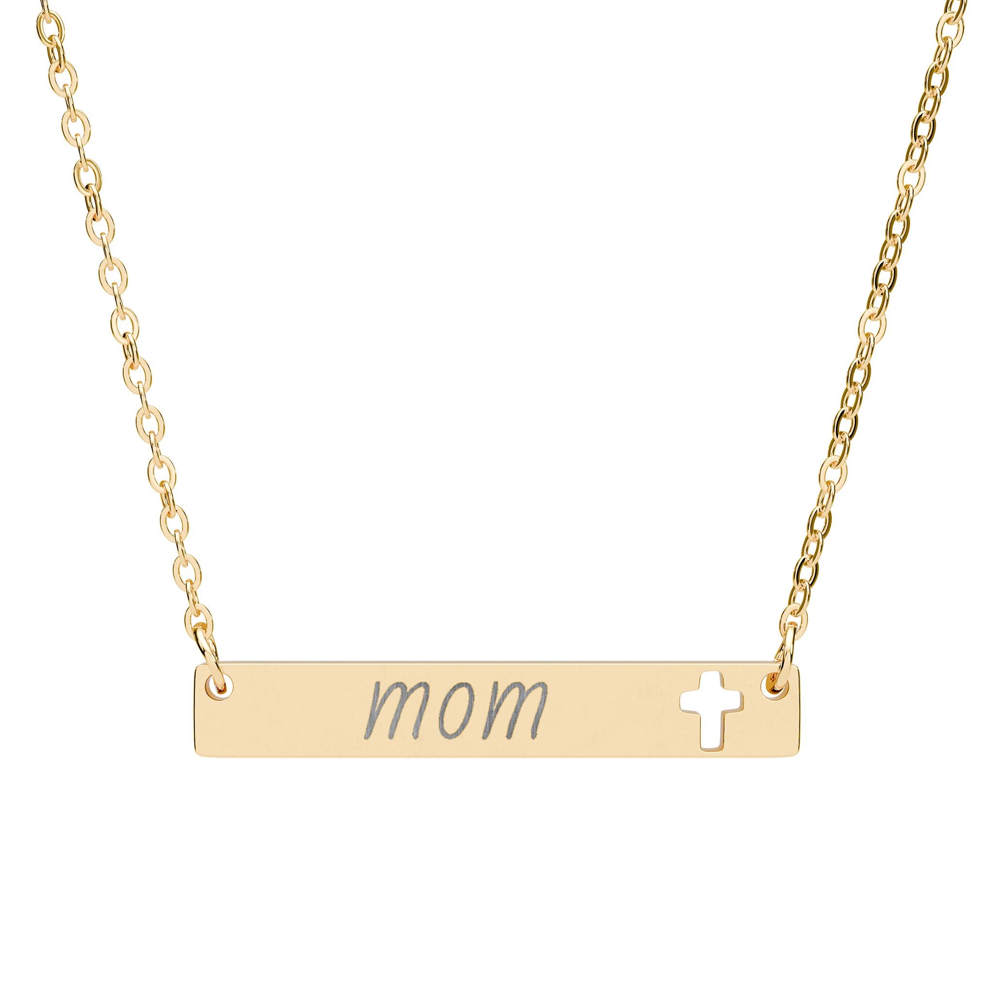 Custom Engravable Cutout Cross Bar Necklace — Personalized Jewelry
