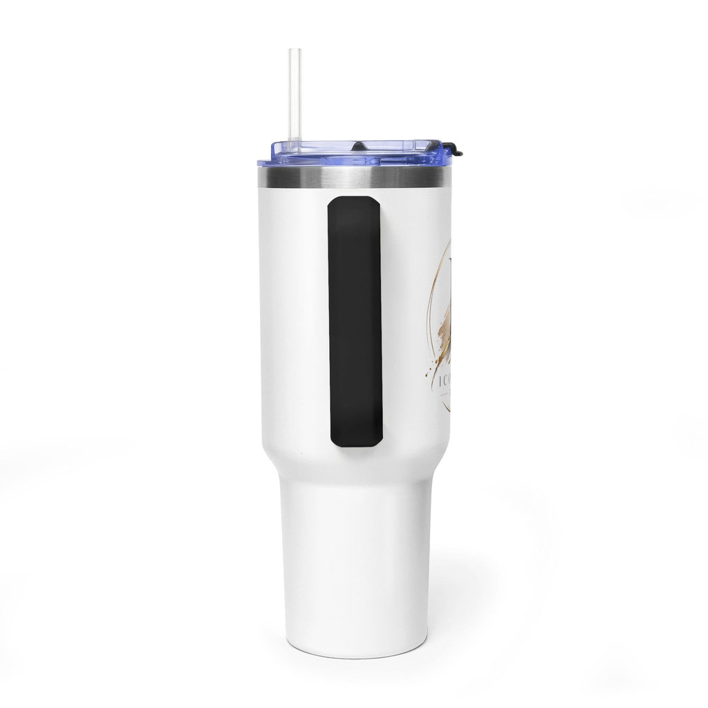 Custom 40oz Vacuum Tumbler – White Tumbler with colorful handle