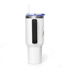 Custom 40oz Vacuum Tumbler – White Tumbler with colorful handle